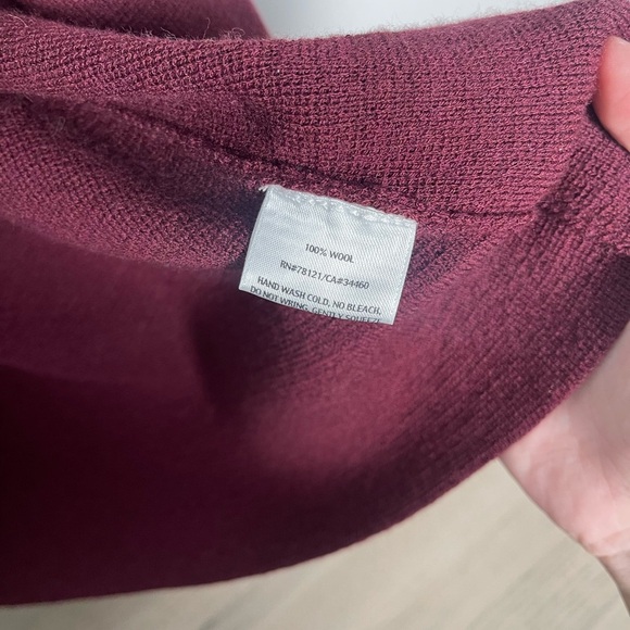 Eileen Fisher | Maroon Wool Open Front Cardigan Sweater *Flawed* - Picture 2 of 3